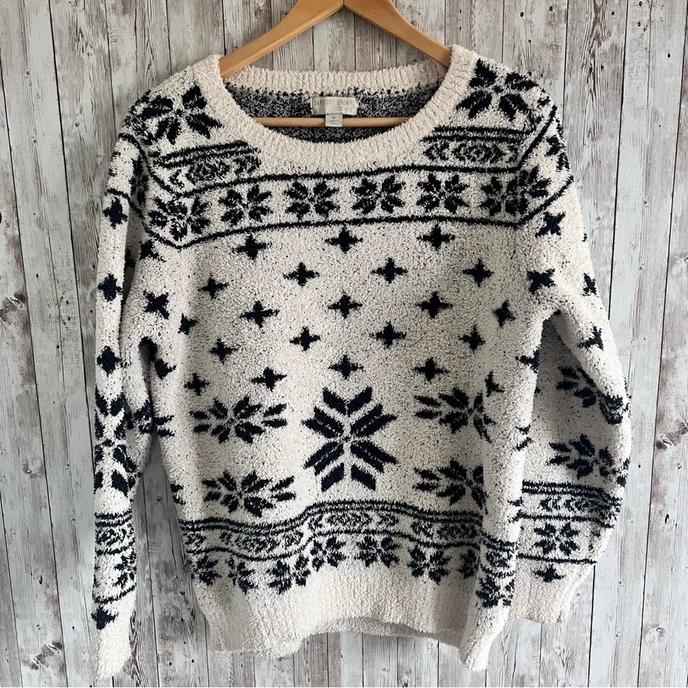Barefoot Dreams Cozy Fleece Holiday Sweatshirt Medium - Picture 1 of 3